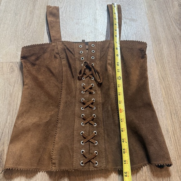 Double D Ranch Womens Corset Top Tan Suede Leather Sz S Lace-Up Rodeo Western - Picture 6 of 6